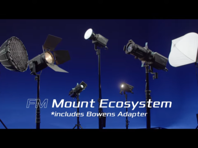 Complete FM Mount ecosystem for the Nanlite Forza 150B including diverse modifiers and softboxes.