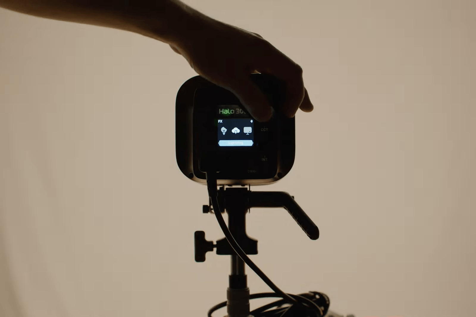 Professional LED spotlight setup in a studio environment